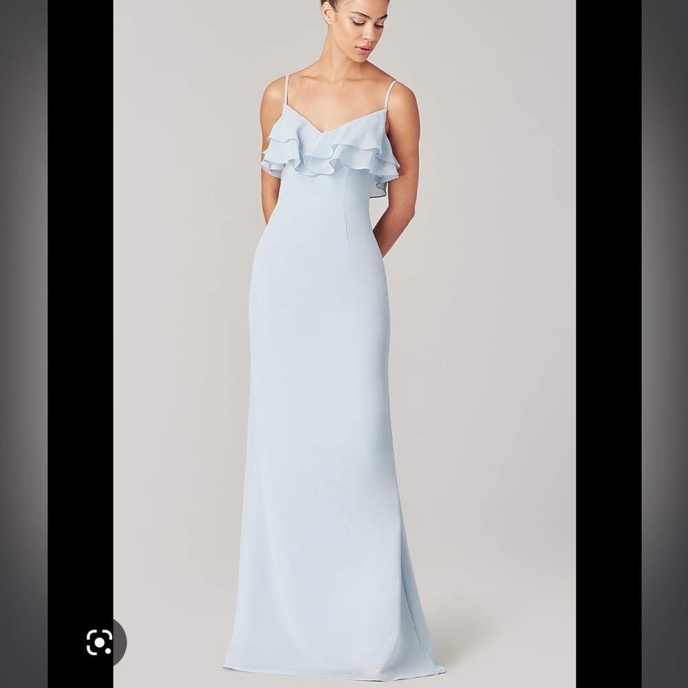 Ruffled Long Simple Bridesmaid Dress